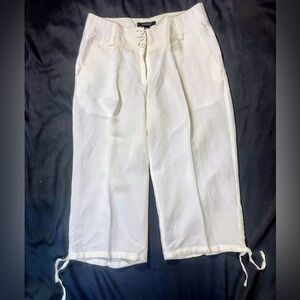 Ashley Stewart Women’s 14W Cream Linen Blend Dress Pants